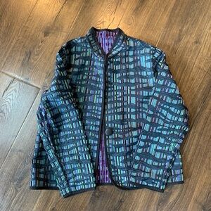 Women’s reversible Multicolor Patterned Jacket large no tags one button 90s